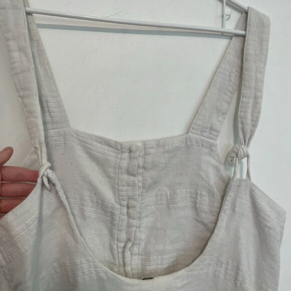 FREE PEOPLE Keep It Simple Mini Dress White Button Low Back Cotton Linen Summer - Picture 14 of 16